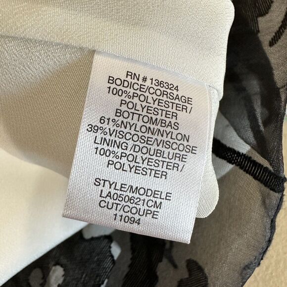 Halston Heritage Dress Women Size 4 Black Fit Flare Flower Lace Tulip Skirt - Picture 14 of 16